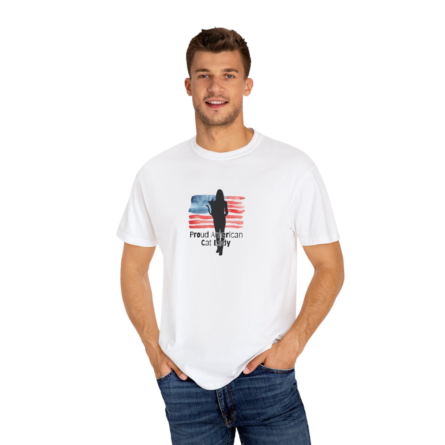 Proud American Cat Lady T-Shirt - Casual Unisex Tee for Cat Lovers