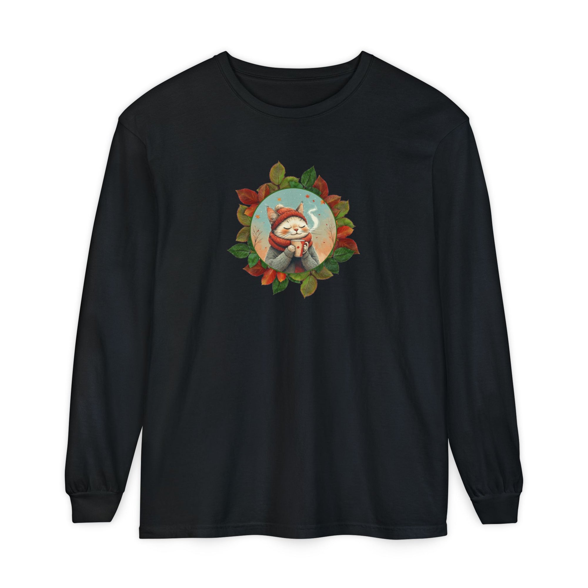 Country Autumn Kitty Long Sleeve T-Shirt | Fall Fashion
