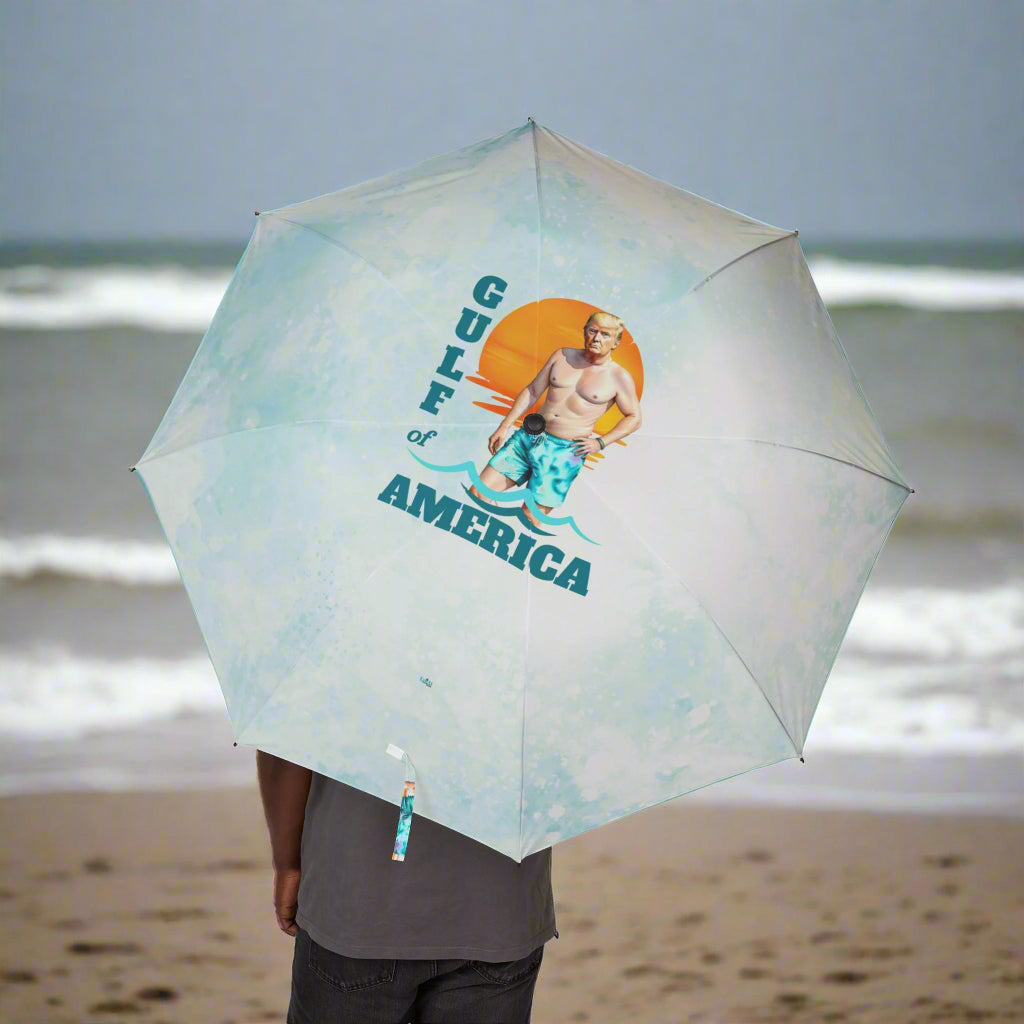 Colorful Foldable Umbrella with Trump's Gulf Design, Rain Gear