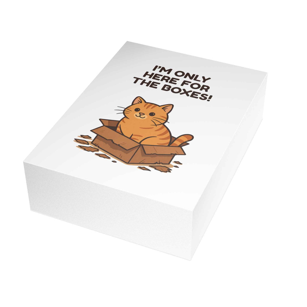 Only Here for the Boxes Cat Christmas Card – 10, 30, 50 pc. sets