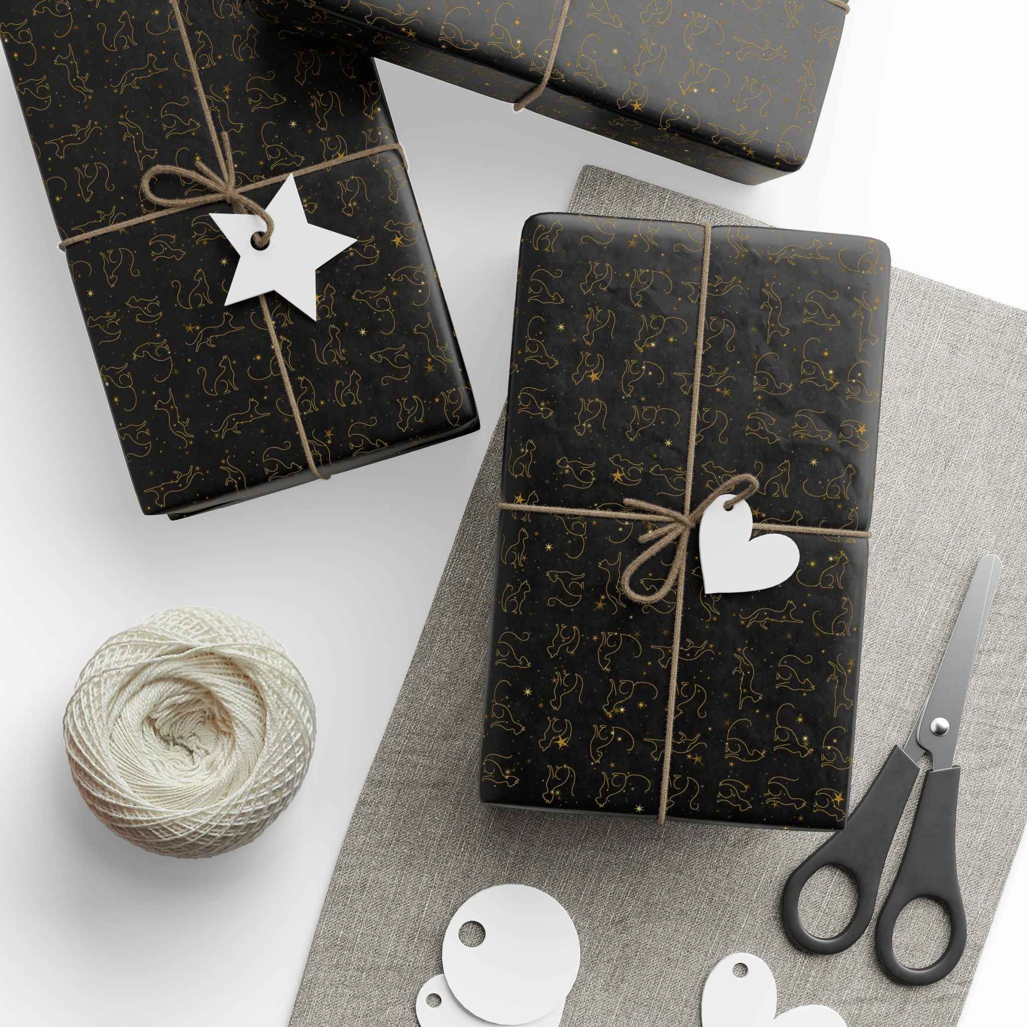 Gold Foil Line-Art Cats Gift Wrap – Elegant All-Purpose Wrapping Paper