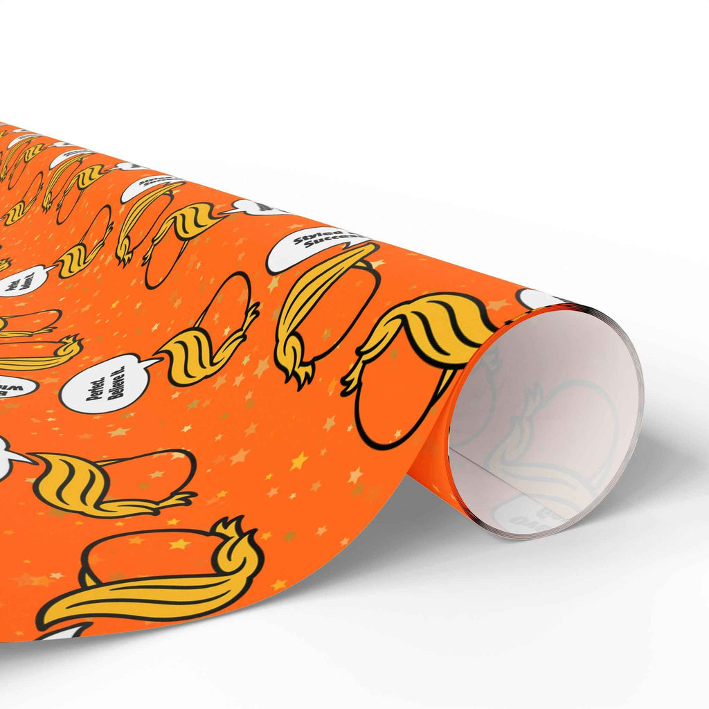 “Styled for Success” Parody Gift Wrap – Blonde Whoosh & Gold Stars