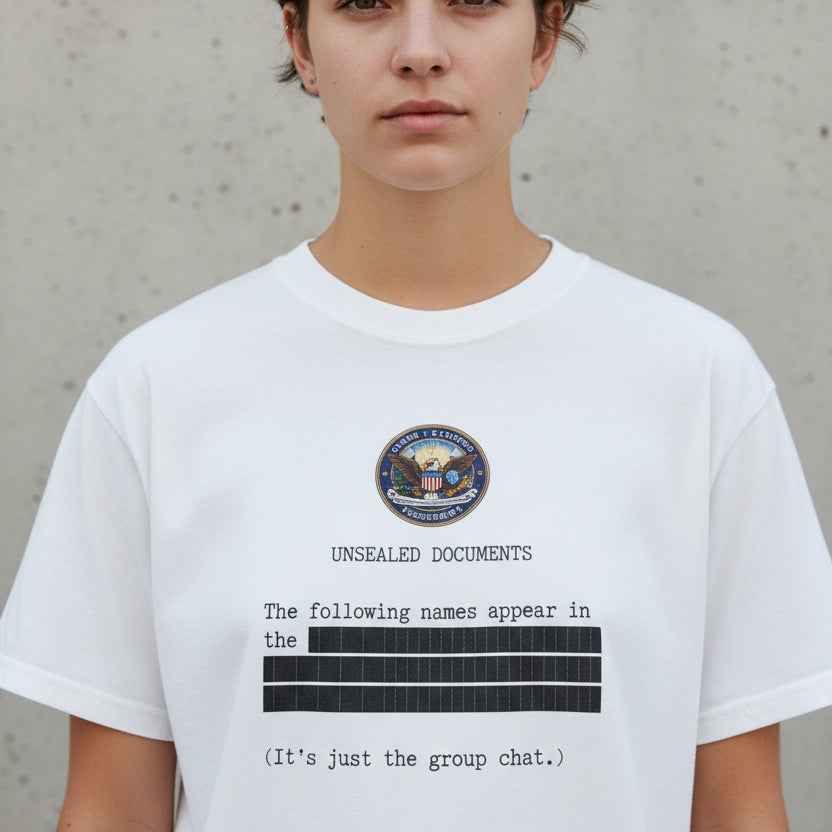 Unsealed Documents Unisex T-Shirt – Redacted Group Chat Political Satire Tee