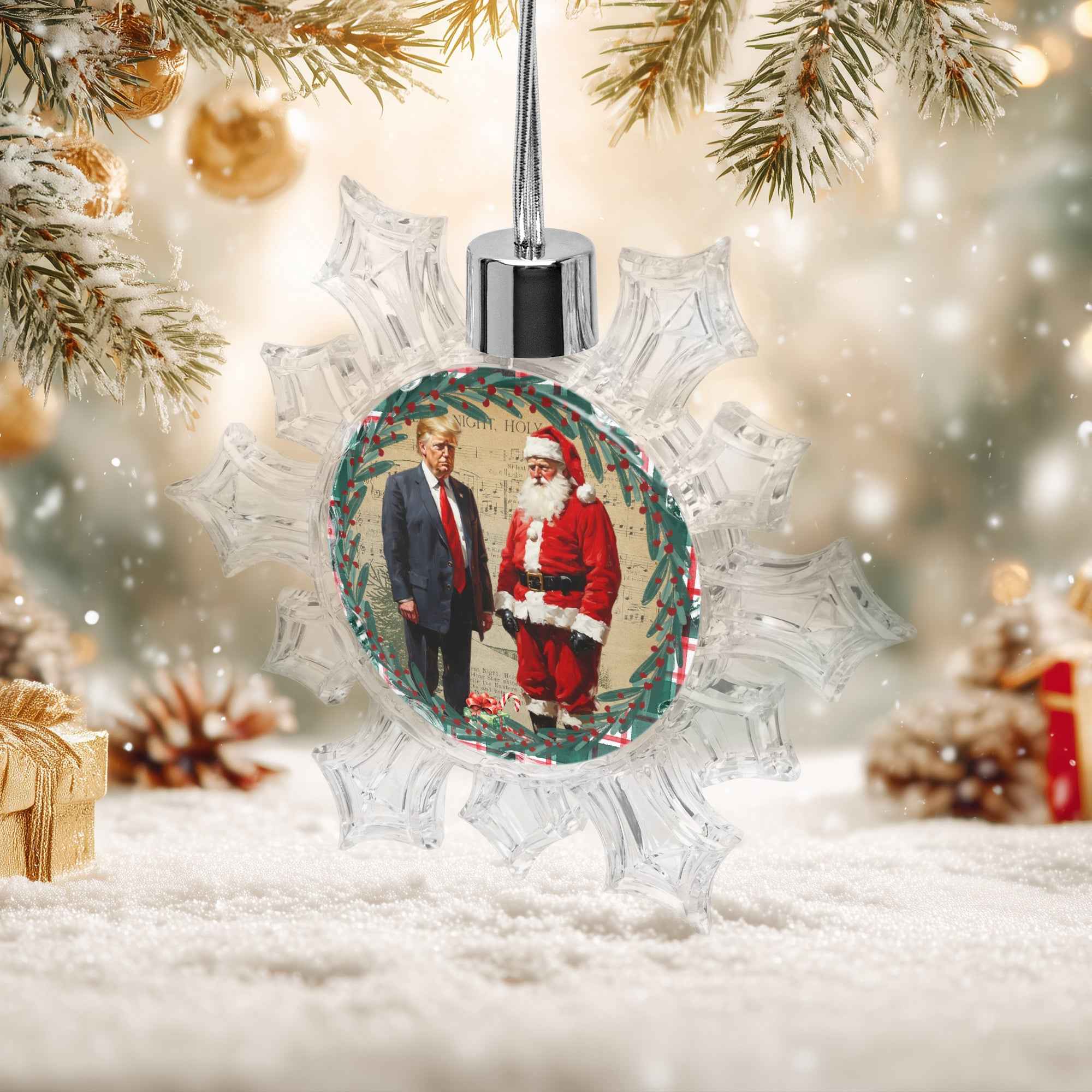 Trump & Santa Snowflake-Shaped Christmas Ornament
