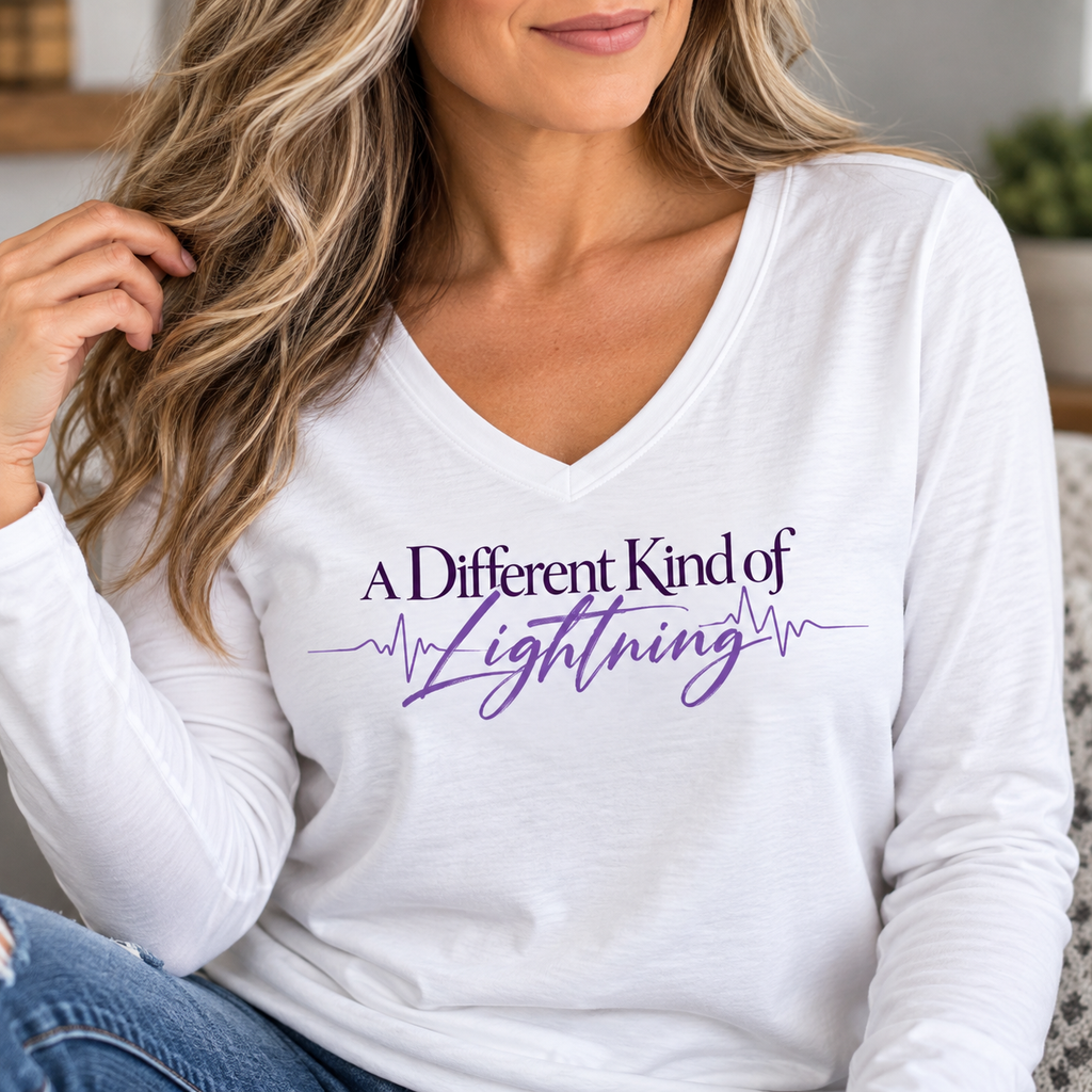 A Different Kind of Lightning | Epilepsy Awareness Women's Long Sleeve V-Neck Tee