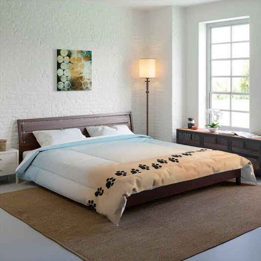 Beach Paw Print Comforter - Cozy Pet Lover Bedding Printify