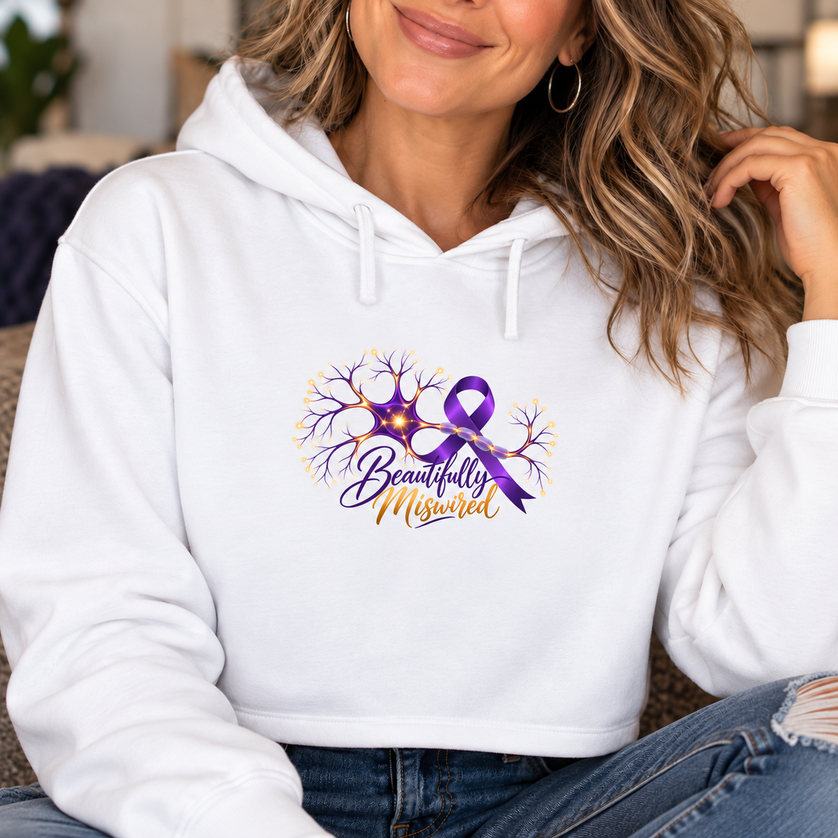 Beautifully Miswired Epilepsy Awareness Women's Cropped Hoodie