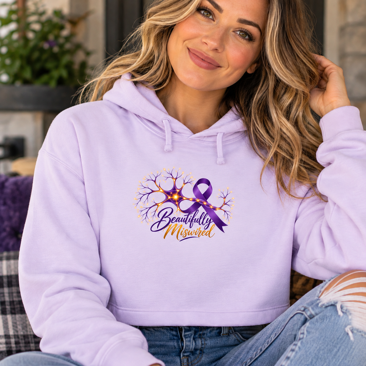 Beautifully Miswired Epilepsy Awareness Women's Cropped Hoodie