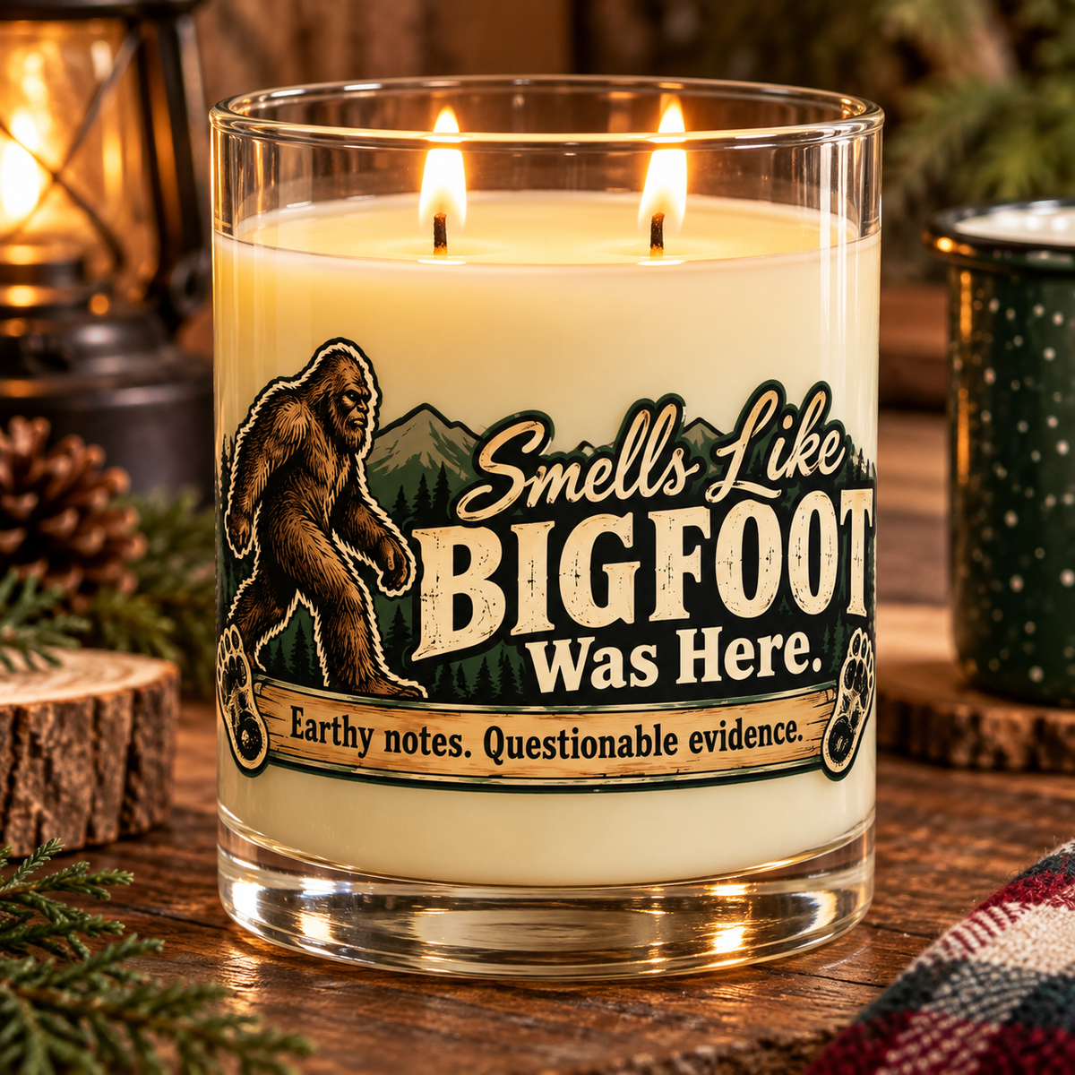 Smells Like Bigfoot Was Here Scented Soy Candle | Funny Sasquatch Gift | 65-Hour Burn