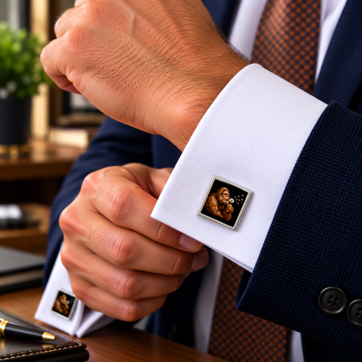 Bigfoot Dandelion Cufflinks – Sasquatch Stainless Steel Cufflinks