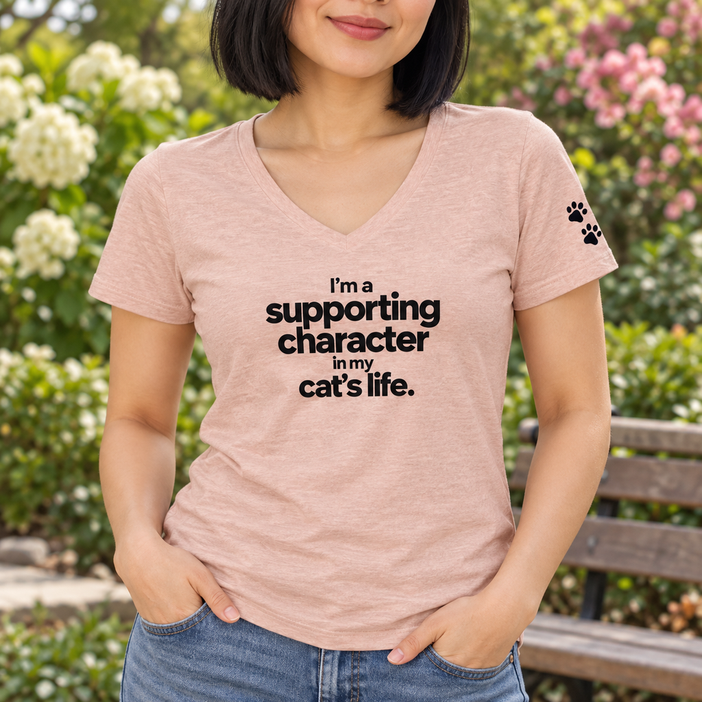 Supporting Character in My Cat’s Life Women’s V-Neck Tee
