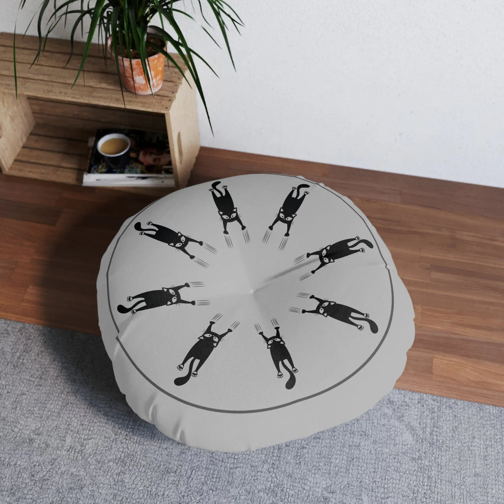 Cat Clawed Tufted Floor Pillow, Round Printify