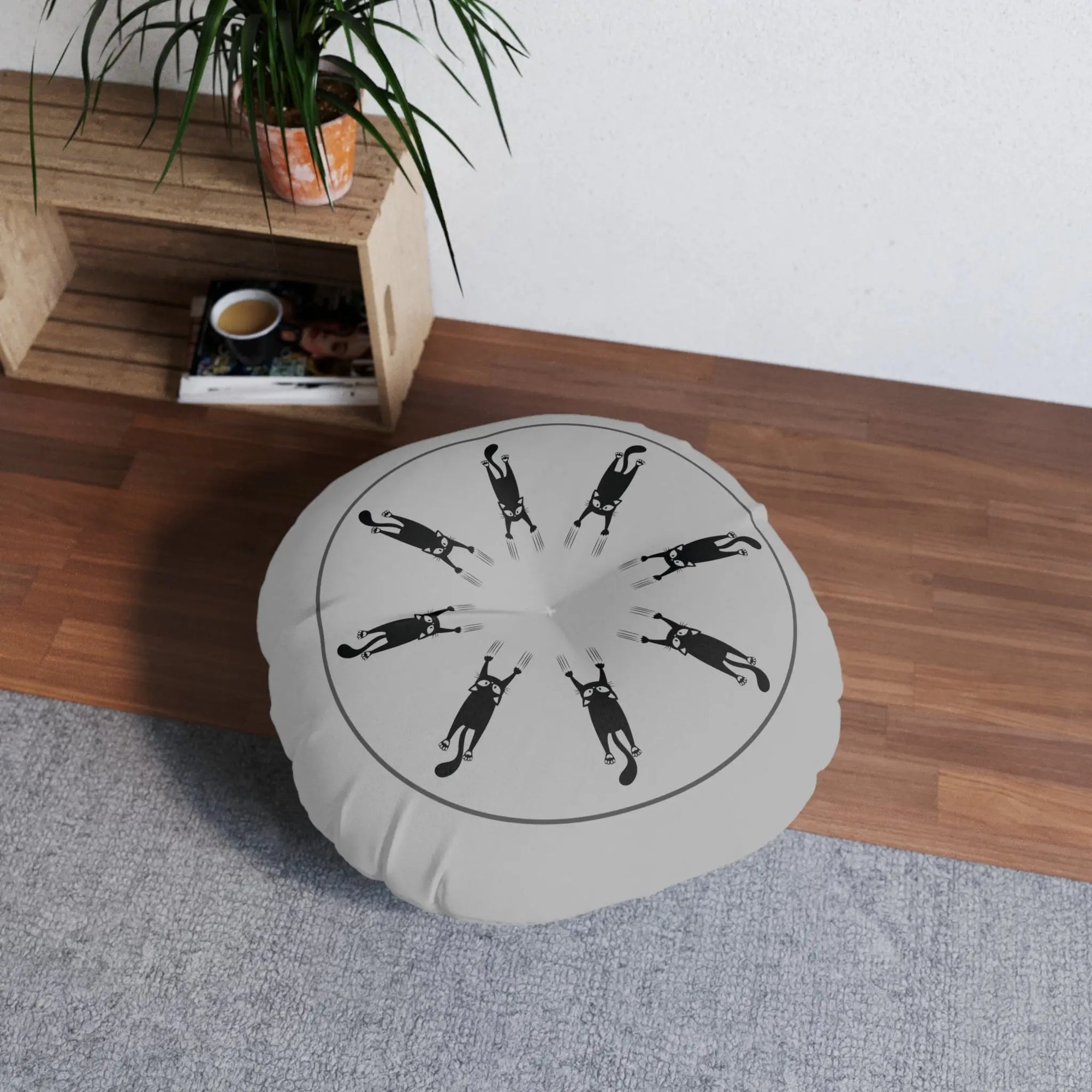 Cat Clawed Tufted Floor Pillow, Round Printify