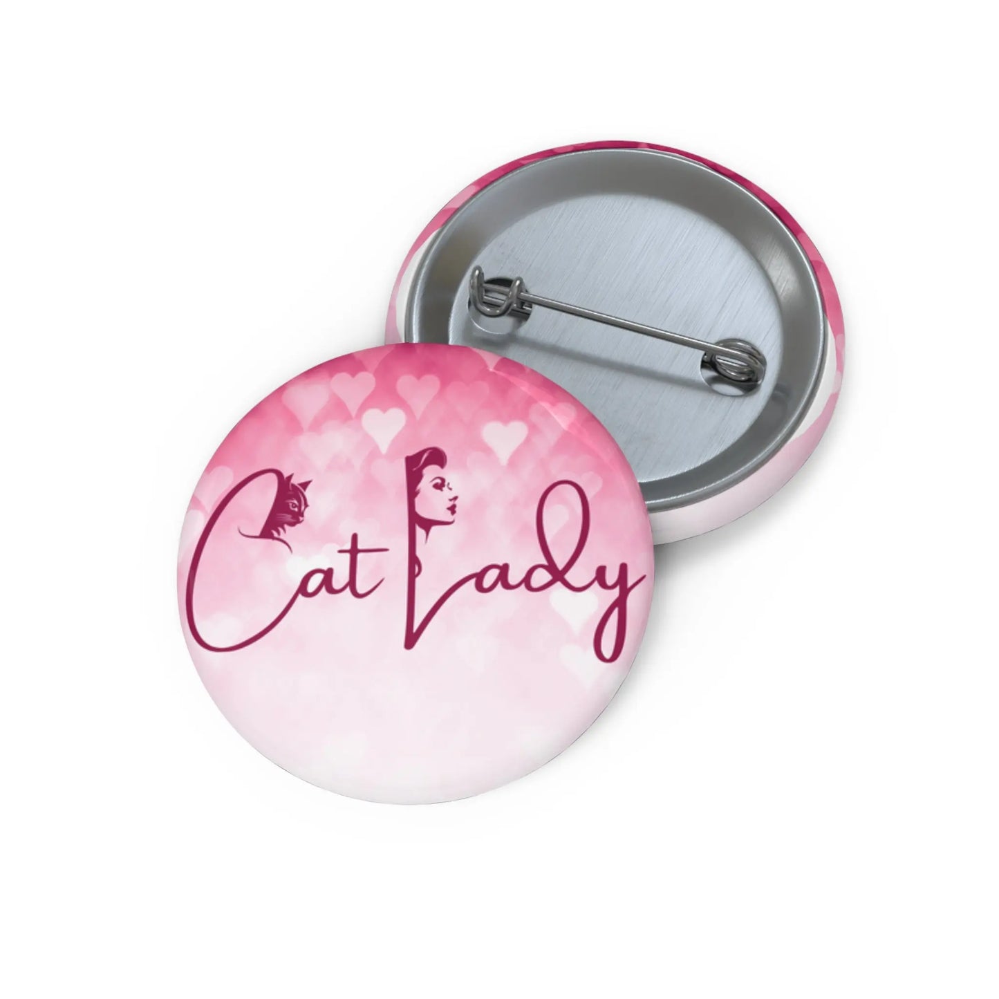 Cat Lady Pin Buttons - Cute Accessories for Cat Lovers Printify