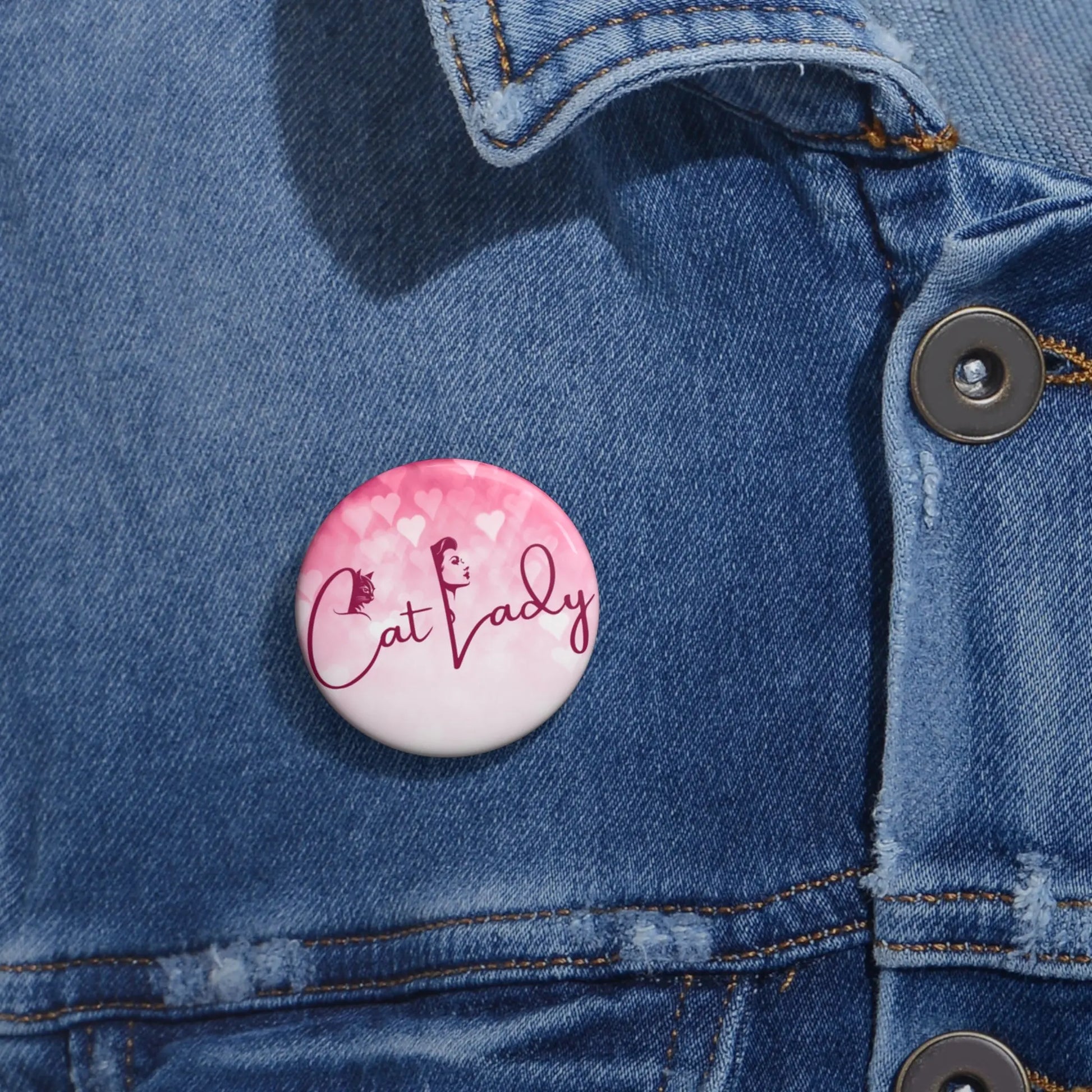 Cat Lady Pin Buttons - Cute Accessories for Cat Lovers Printify