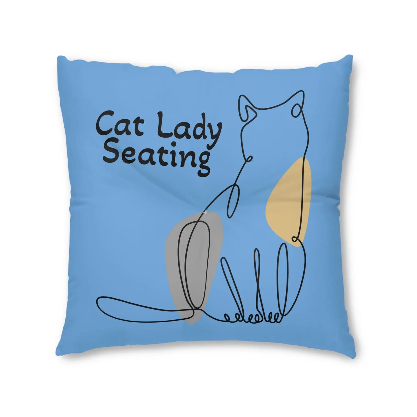 Cat Lady Seating Tufted Floor Pillow, Square Printify