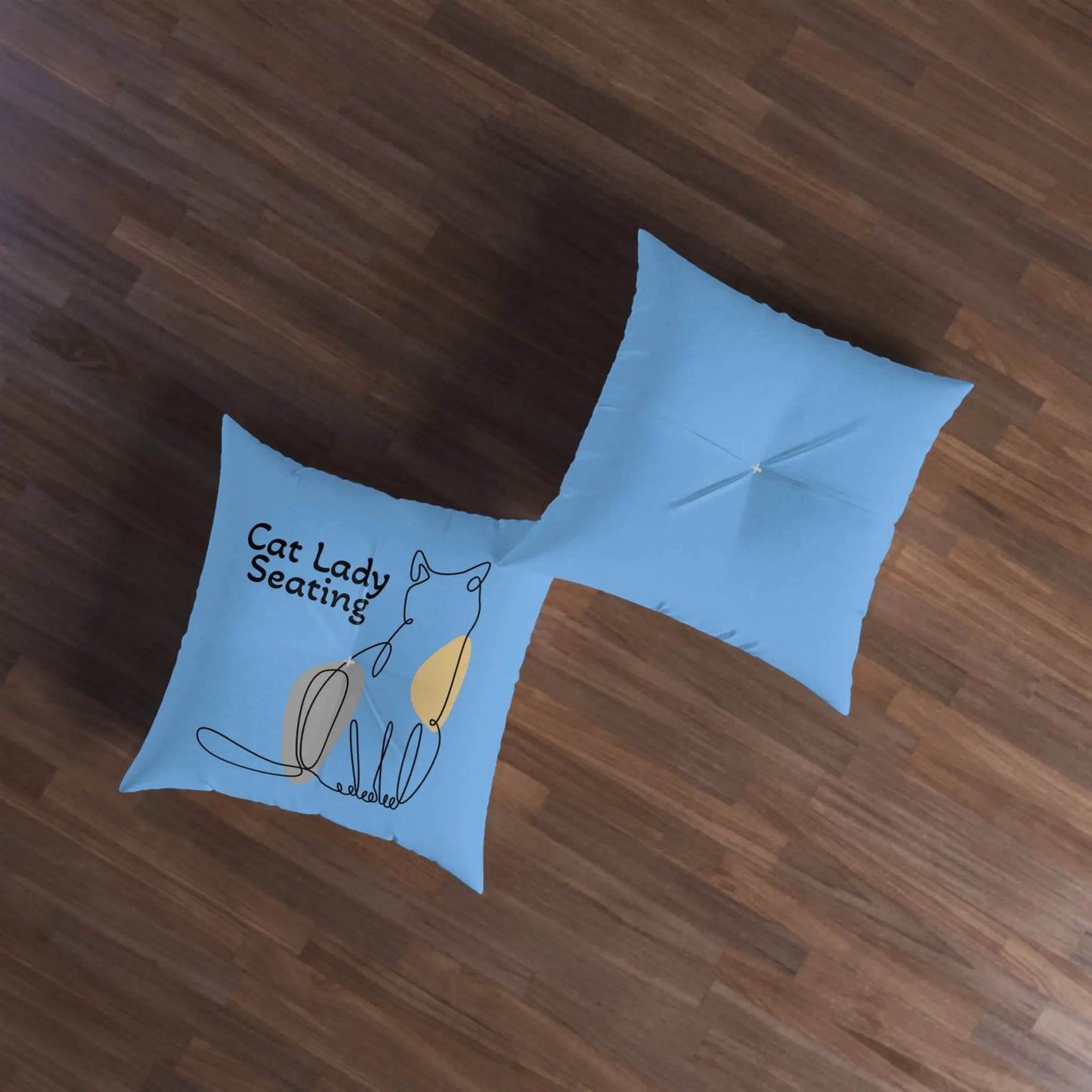 Cat Lady Seating Tufted Floor Pillow, Square Printify