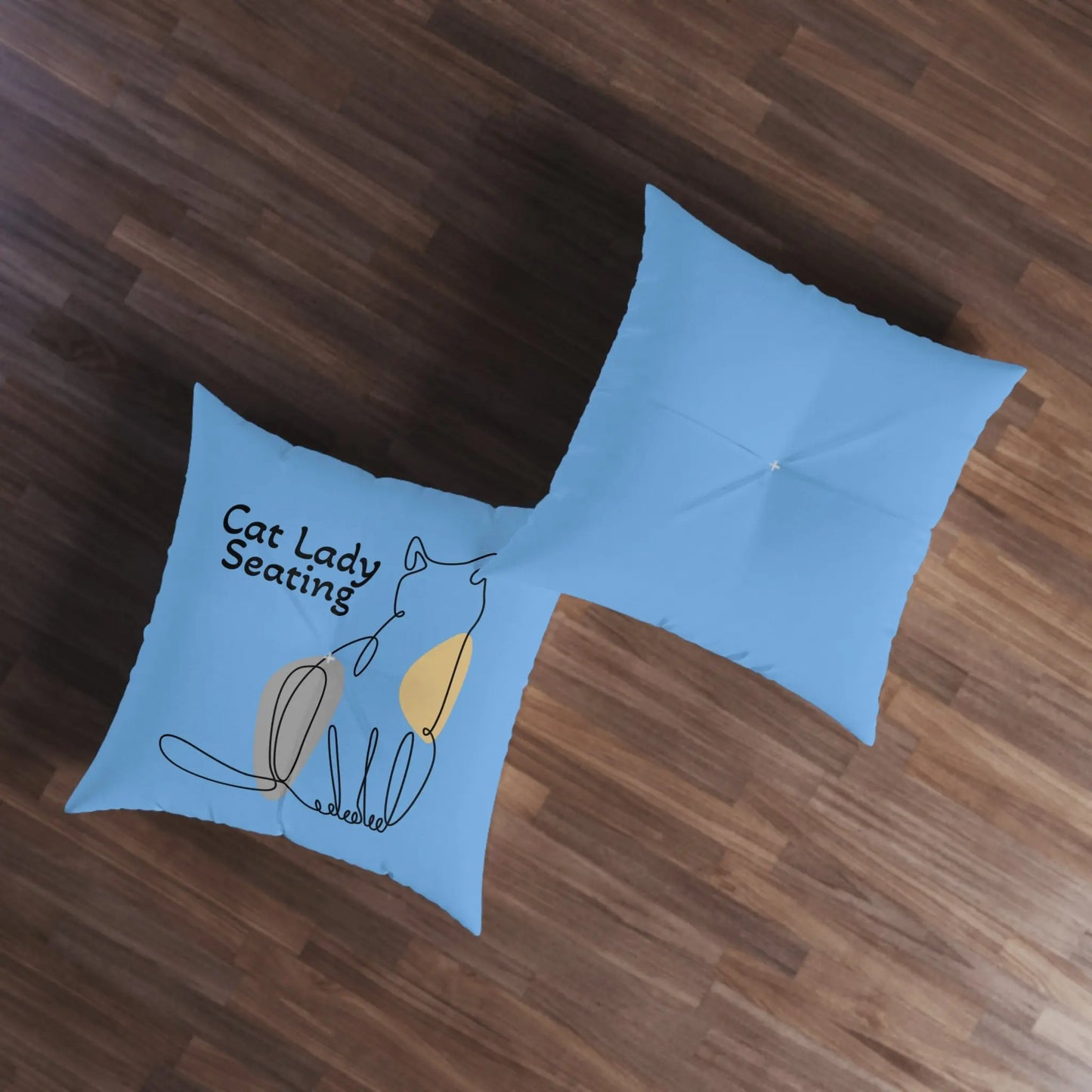 Cat Lady Seating Tufted Floor Pillow, Square Printify