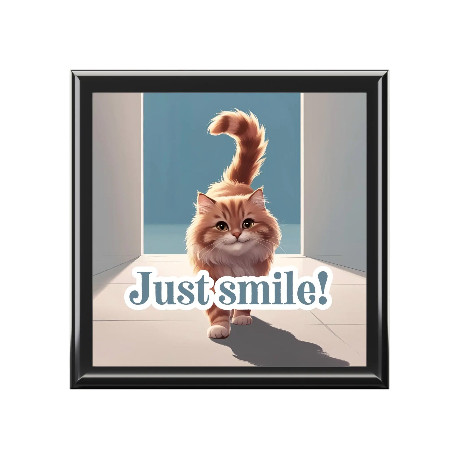 Cat-Themed Jewelry Box - "Just Smile!" Printify