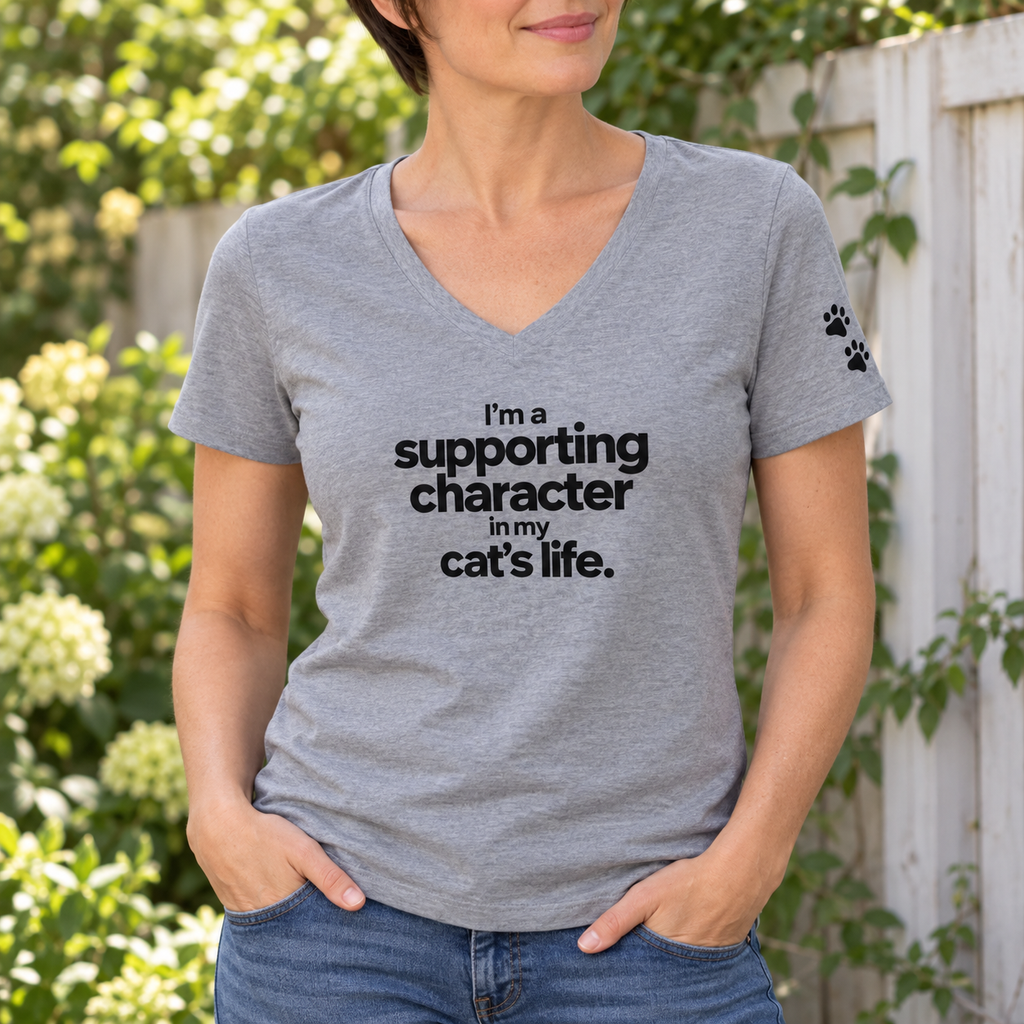 Supporting Character in My Cat’s Life Women’s V-Neck Tee