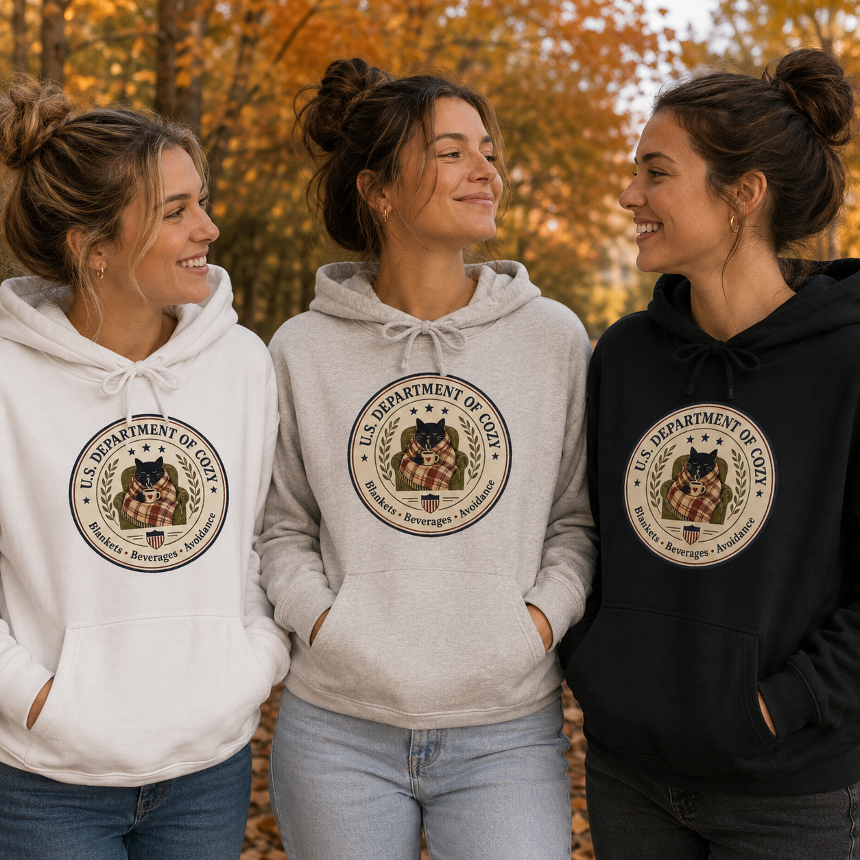 U.S. Department of Cozy Organic Hoodie | Funny Cat Government Parody Sweatshirt