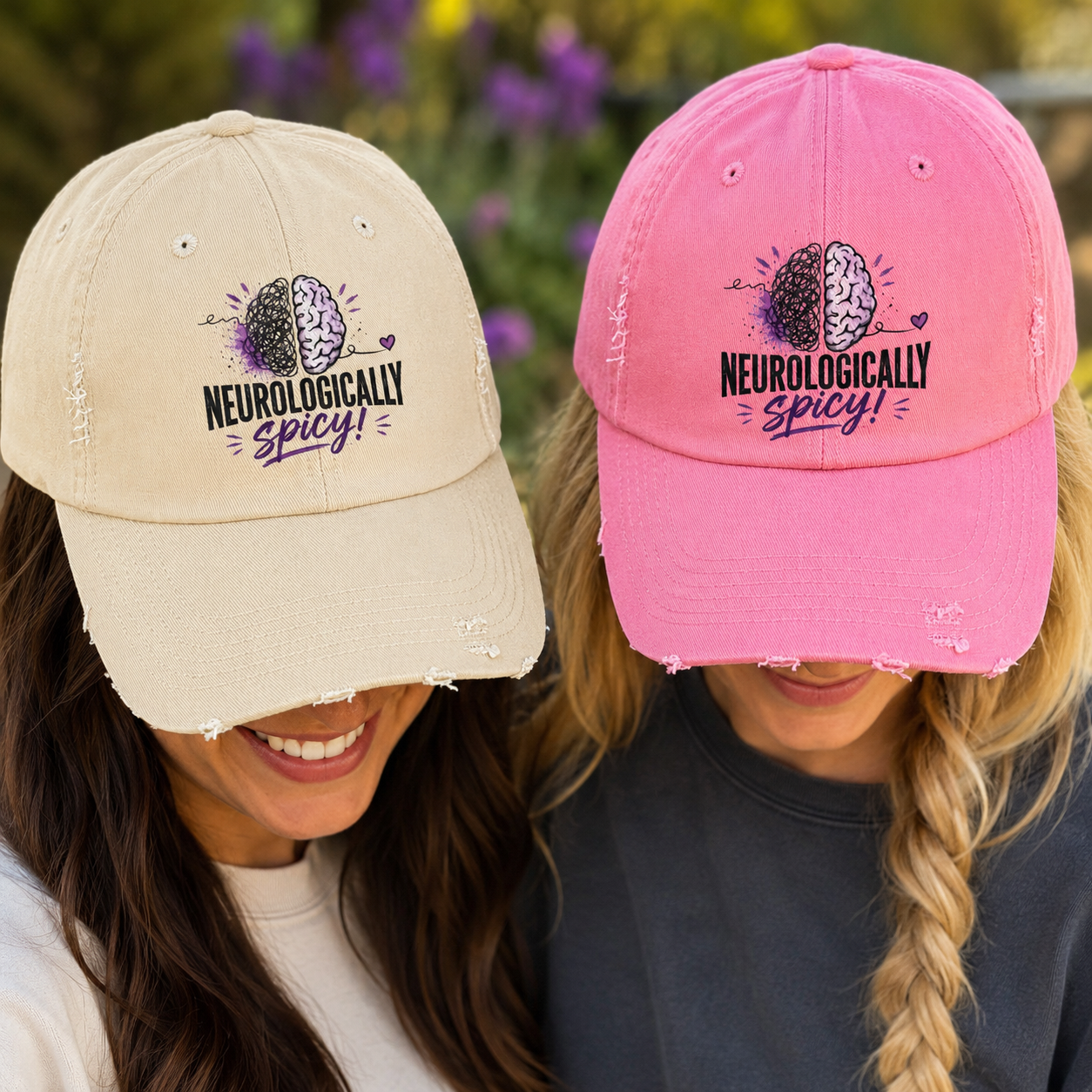 Neurologically Spicy Distressed Cap | Epilepsy Awareness Brain Hat