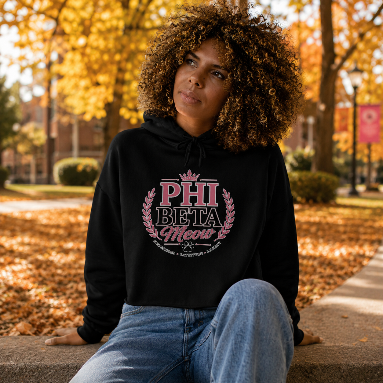 Phi Beta Meow Women’s Cropped Hoodie