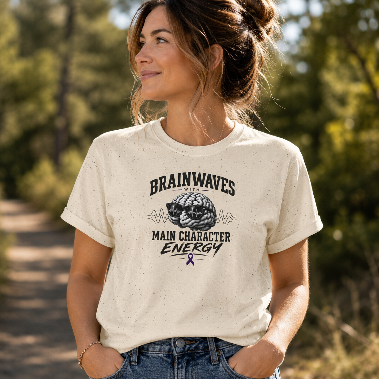 Brainwaves With Main Character Energy Epilepsy Awareness T-Shirt