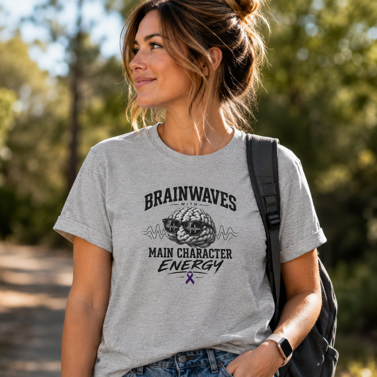 Brainwaves With Main Character Energy Epilepsy Awareness T-Shirt