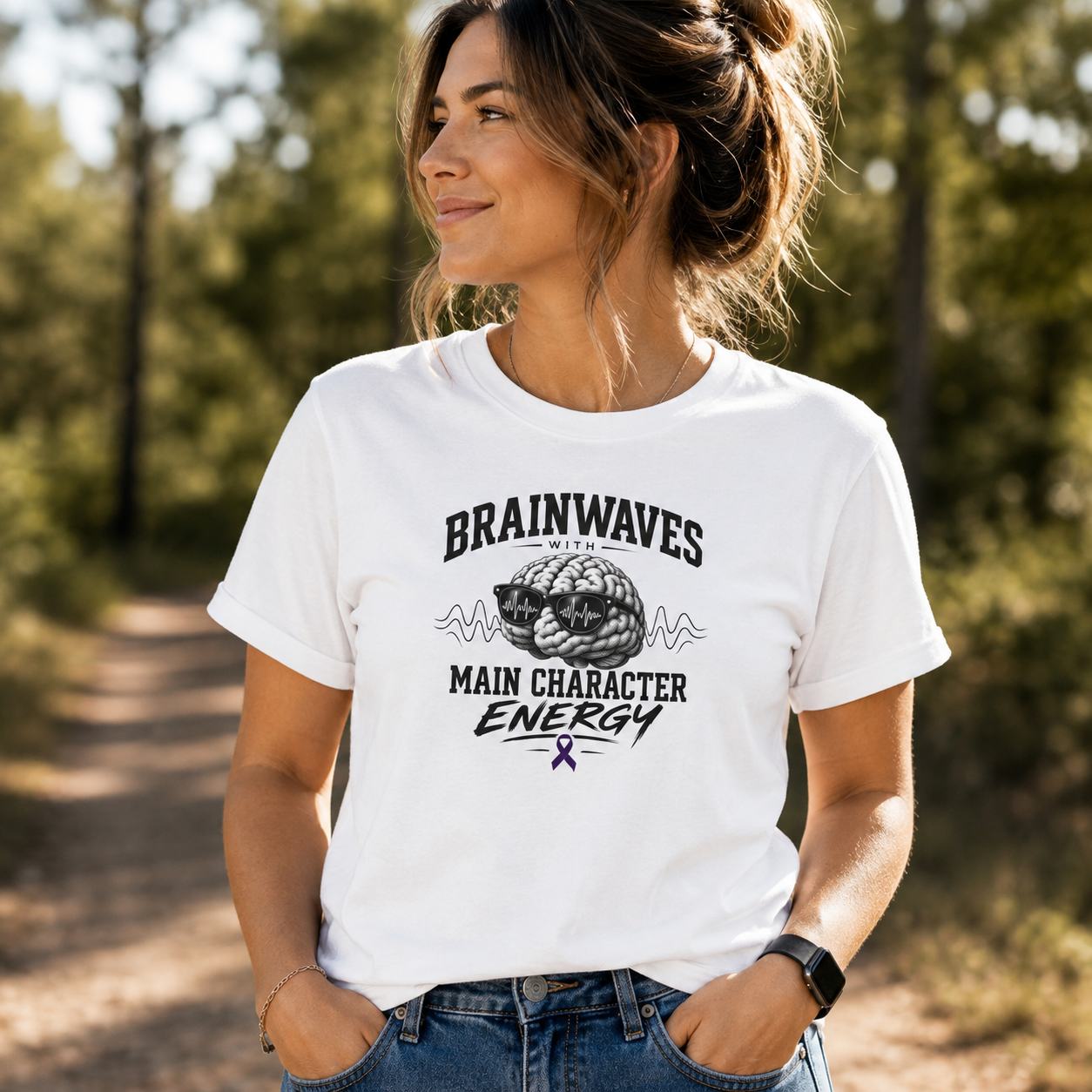 Brainwaves With Main Character Energy Epilepsy Awareness T-Shirt