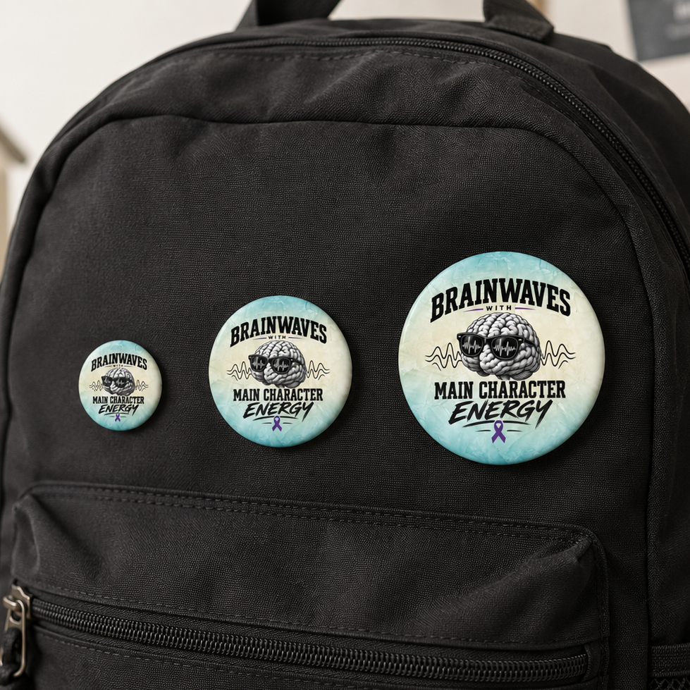 Brainwaves With Main Character Energy Epilepsy Awareness Pinback Button
