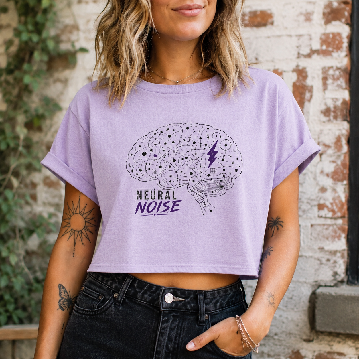 Neural Noise Boxy Crop T-Shirt | Abstract Brain Epilepsy Awareness Graphic Tee