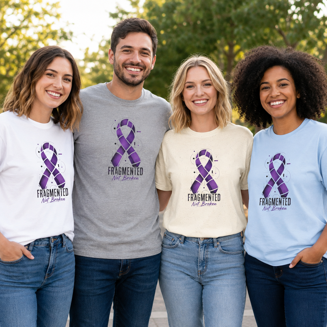 Fragmented, Not Broken Epilepsy Awareness T-Shirt | Purple Ribbon Unisex Graphic Tee