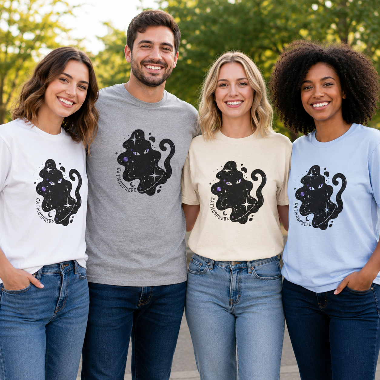 Catmosphere Cosmic Cat T-Shirt | Celestial Black Cat Graphic Tee