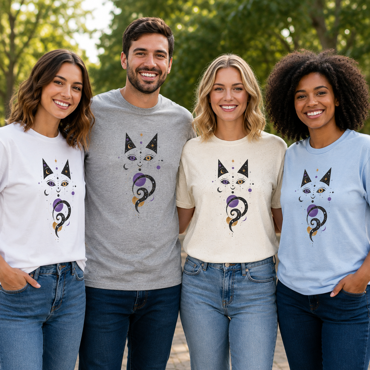 Celestial Cat T-Shirt | Mystical Cosmic Cat Graphic Tee