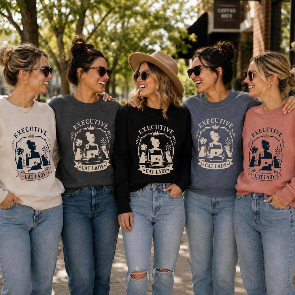 Executive Cat Lady Lightweight Sweatshirt | Women’s Cat Lover Crewneck