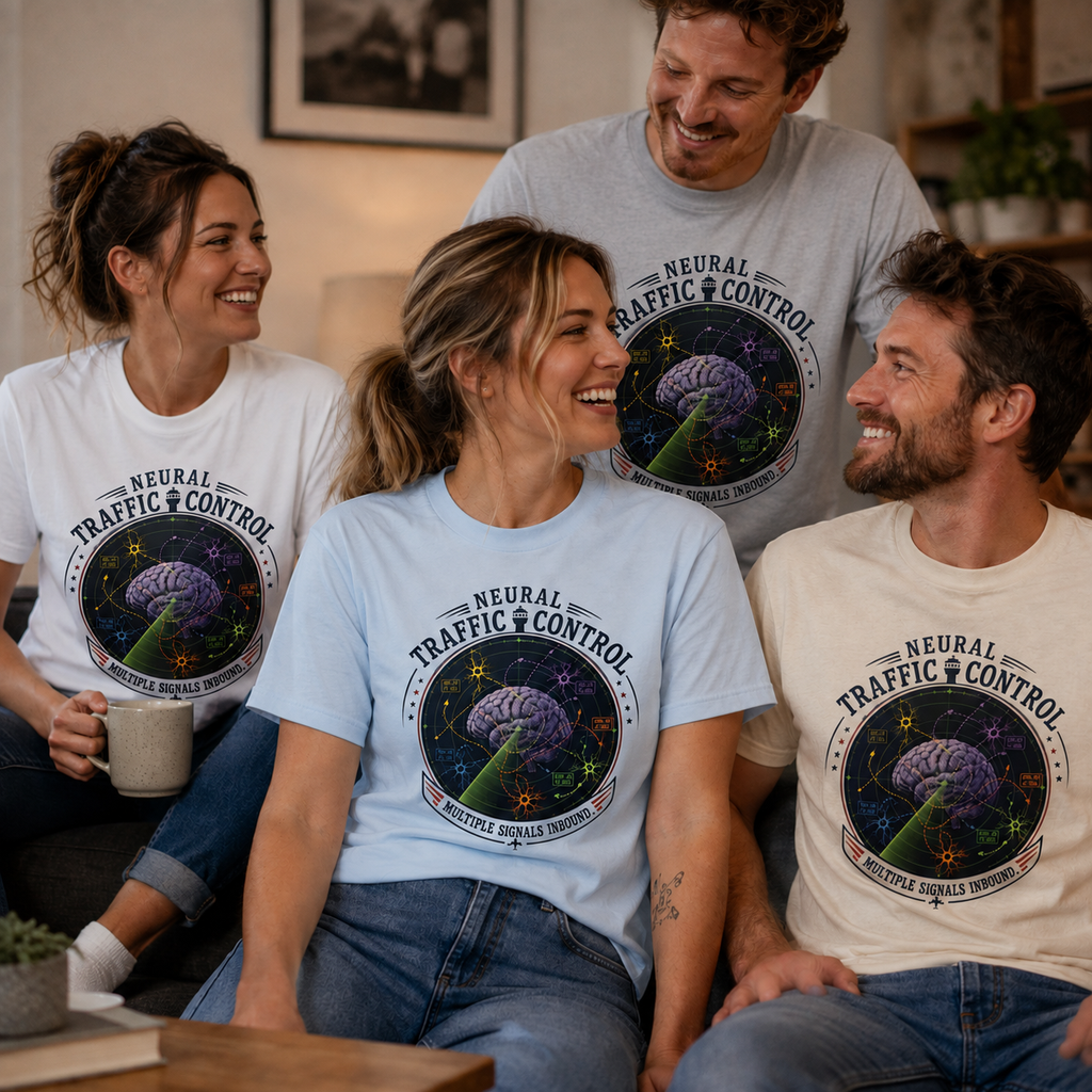 Neural Traffic Control T-Shirt | Brain Radar Graphic Tee