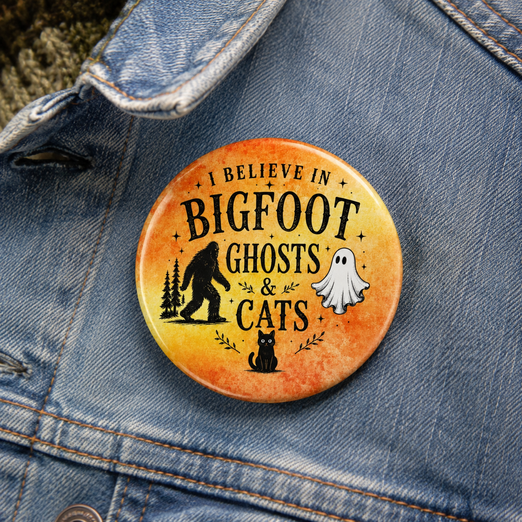 I Believe in Bigfoot, Ghosts & Cats Pinback Button