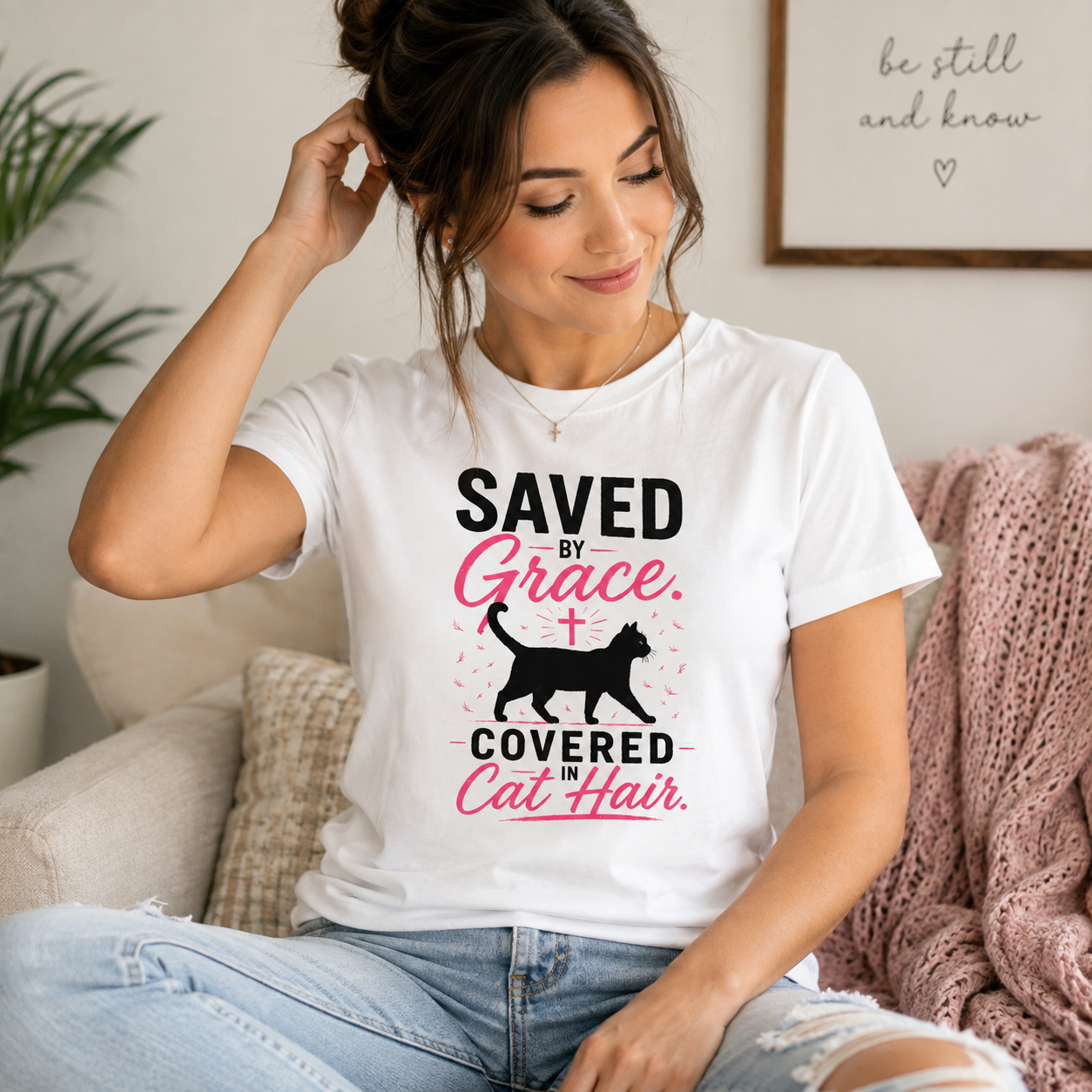 Saved by Grace, Covered in Cat Hair Women's T-Shirt
