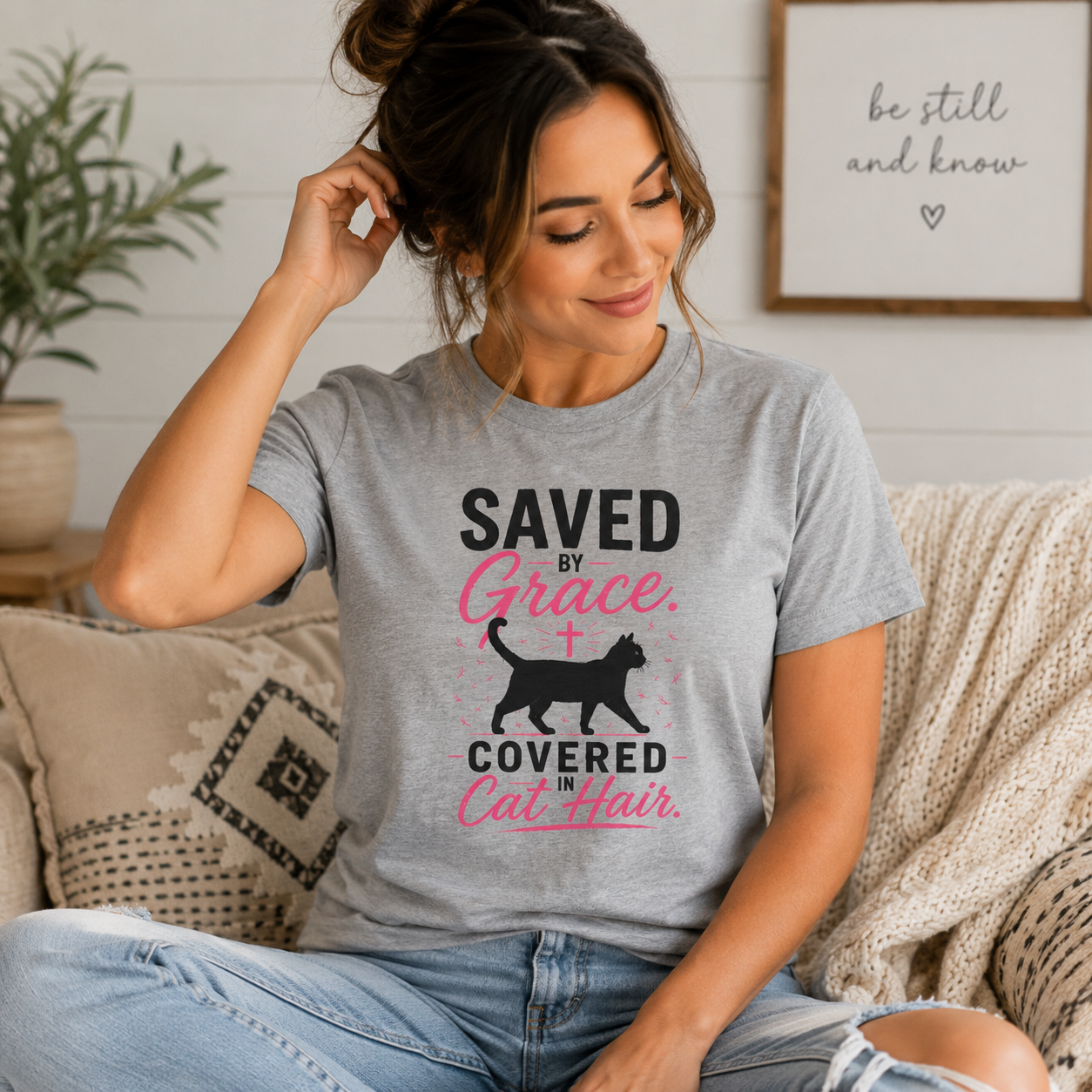 Saved by Grace, Covered in Cat Hair Women's T-Shirt