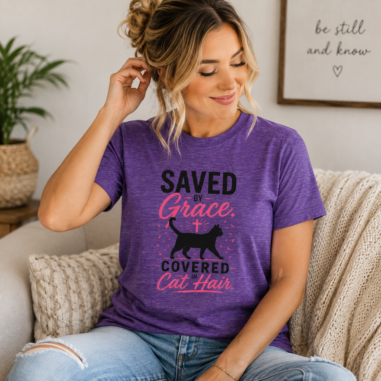 Saved by Grace, Covered in Cat Hair Women's T-Shirt