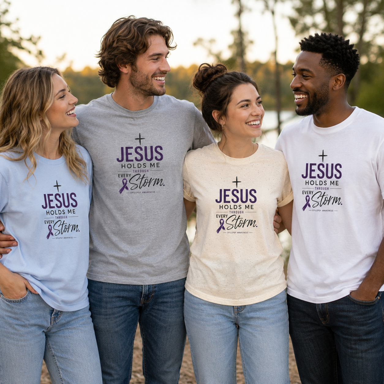 Jesus Holds Me Through Every Storm Epilepsy Awareness T-Shirt