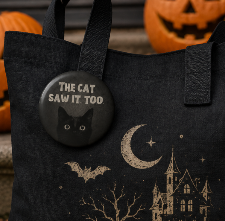The Cat Saw It, Too Pinback Button