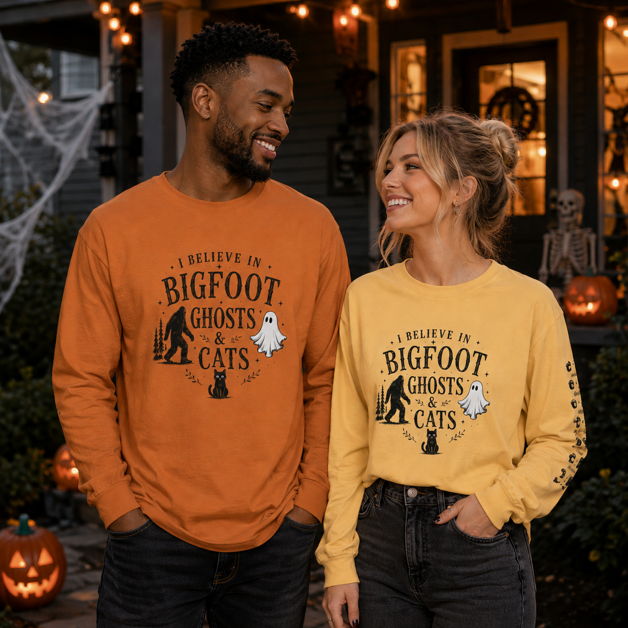 I Believe in Bigfoot, Ghosts & Cats Long Sleeve Shirt