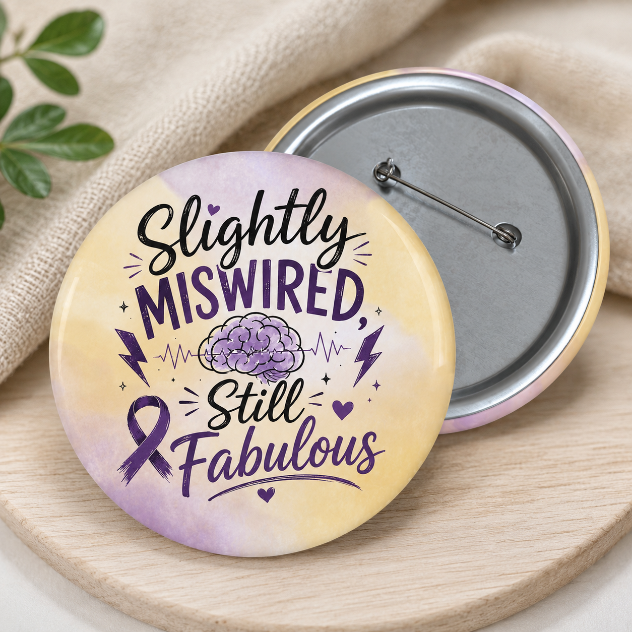Seizure Awareness Pinback Button | Epilepsy Awareness Pin | Purple Ribbon Button