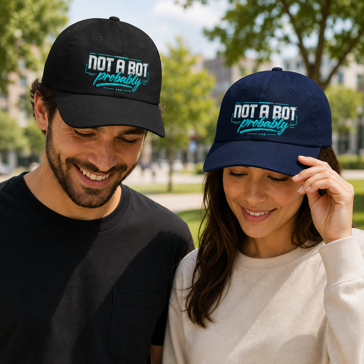 Not a Bot. Probably. Dad Hat | Funny AI Dad Hat | Retro Tech Humor Cap
