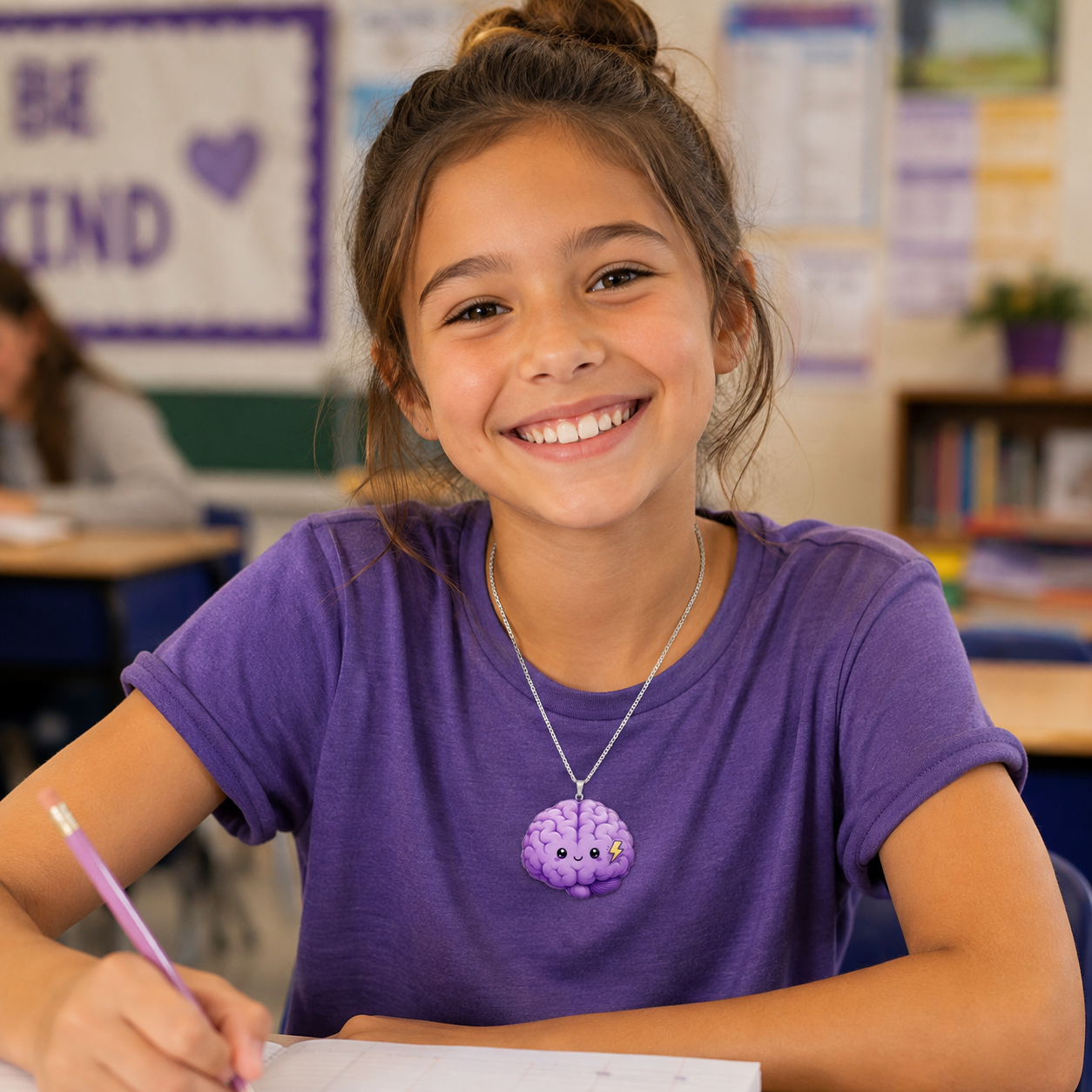 Purple Brain Epilepsy Awareness Necklace | A Little Brain With a Big Spark