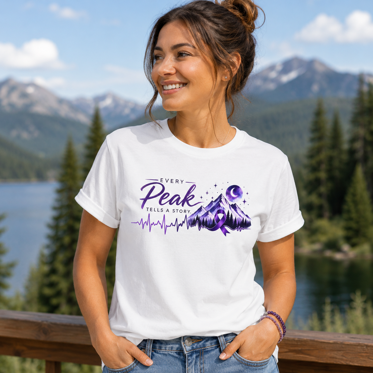 Every Peak Tells a Story Epilepsy Awareness Women's T-Shirt