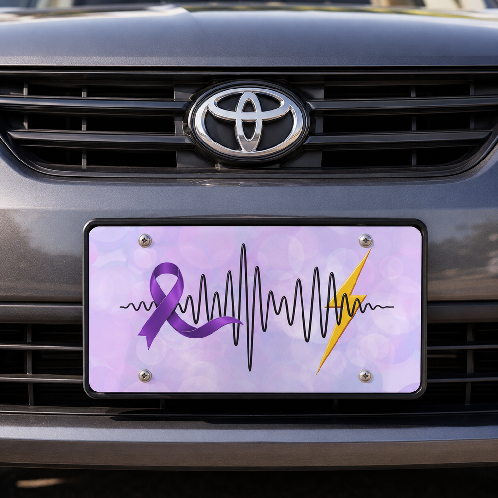 Epilepsy Awareness Purple Ribbon License Plate