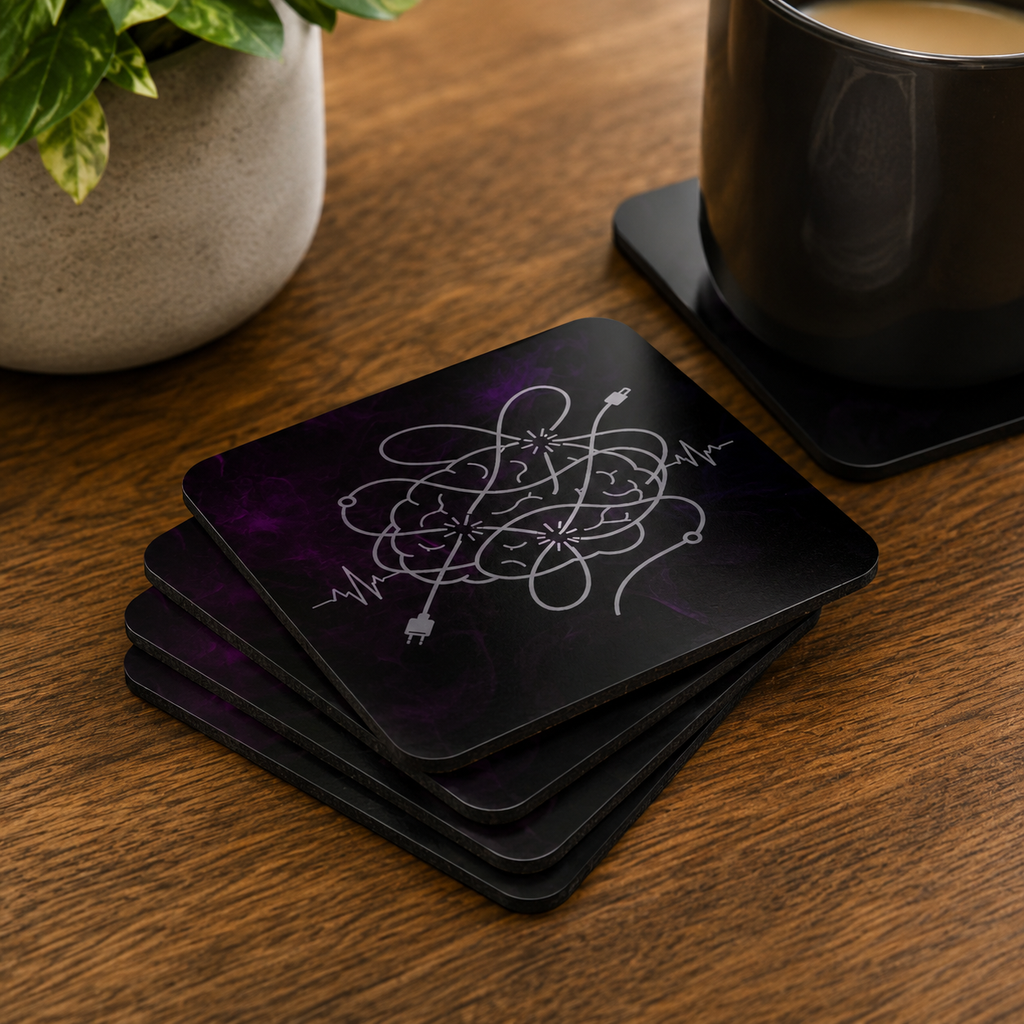 Tangled Brain Epilepsy Awareness Coaster Set
